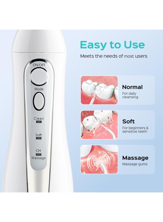 COSLUS Professional Water Flosser For Teeth Braces Gums Care, Cordless Oral Irrigador, Deep Cleaning, Rechargeable, Waterproof, BPA-Free, Portable, Home and Travel, White C20 - Image 4